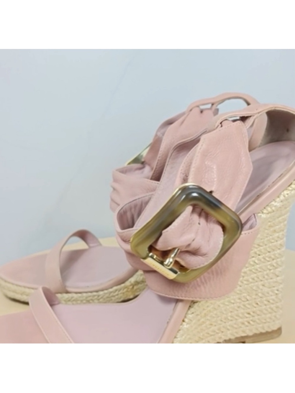 Burberry Pink Wrap-Ankle Espadrille Wedge Sandals - Picture 7 of 8